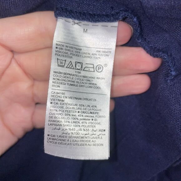 Old Navy Linen Blazer Women Size M Navy Blue Jacket Office Career Neutral - Picture 5 of 7